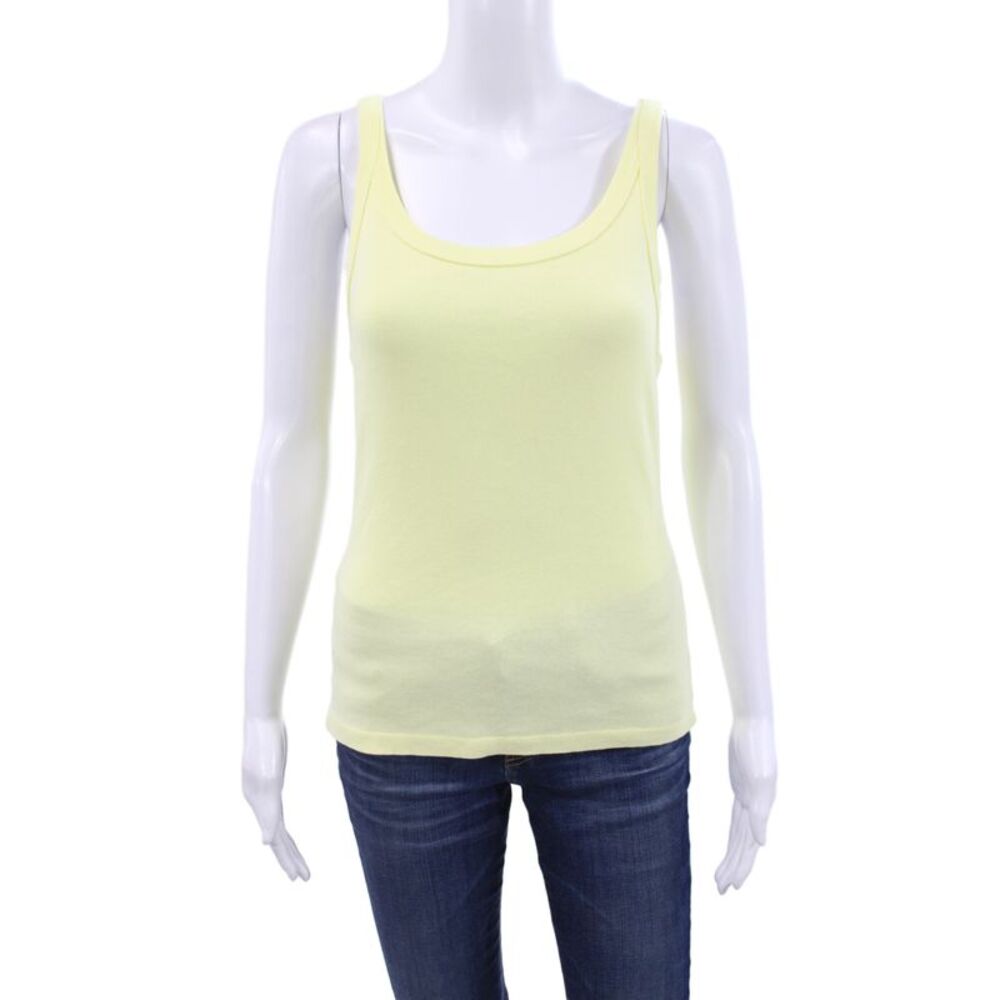 Michael Stars Women Basic Tank Scoop Neck Sleeveless Cotton Yellow Size One